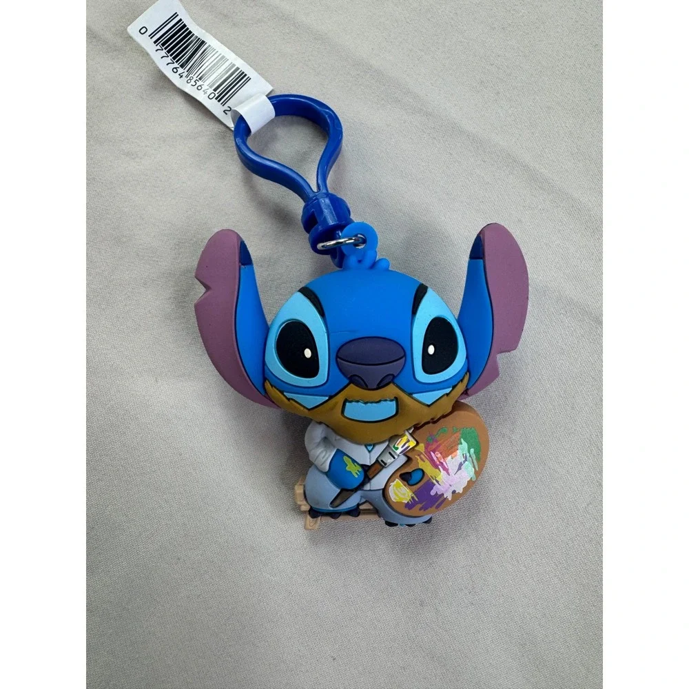 Disney Lilo & Stitch Artist Painter Stitch 3D Foam Bag Clip Keychain New
